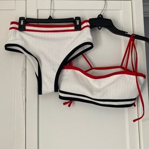 High waisted matching swim suit